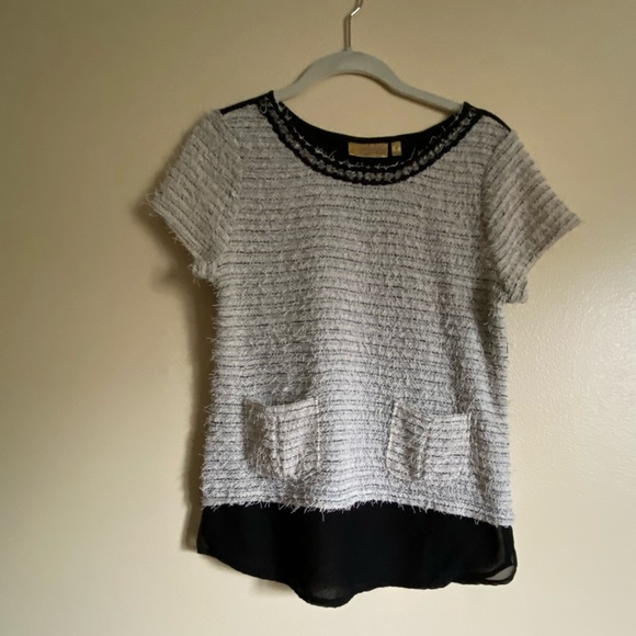 Vera Wang Fuzzy Chiffon Blouse M - Picture 1 of 6